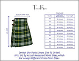  5 Yard St. Patrick Tartan Kilt sizes