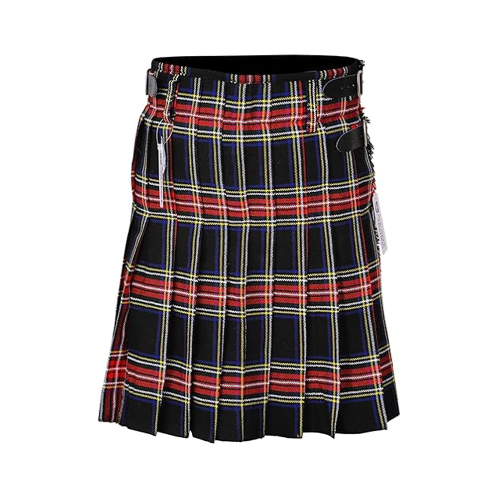 Authentic Scottish Men's Tartan Kilts - Highland Light Weight Value Kilt Embrace Your Heritage with Comfort Black Stewart Tartan Kilt