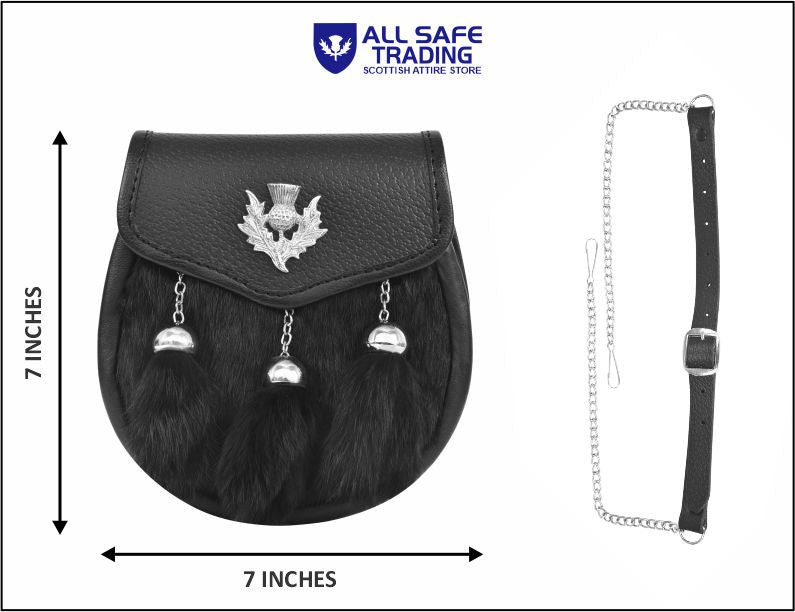 Premium Leather Sporran for Men - Ideal Kilt Accessories for Men, Scottish Kilt Sporran with Chain Belt Art # 8