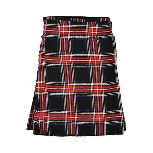 Authentic Scottish Men's Tartan Kilts - Highland Light Weight Value Kilt Embrace Your Heritage with Comfort Black Stewart Tartan Kilt