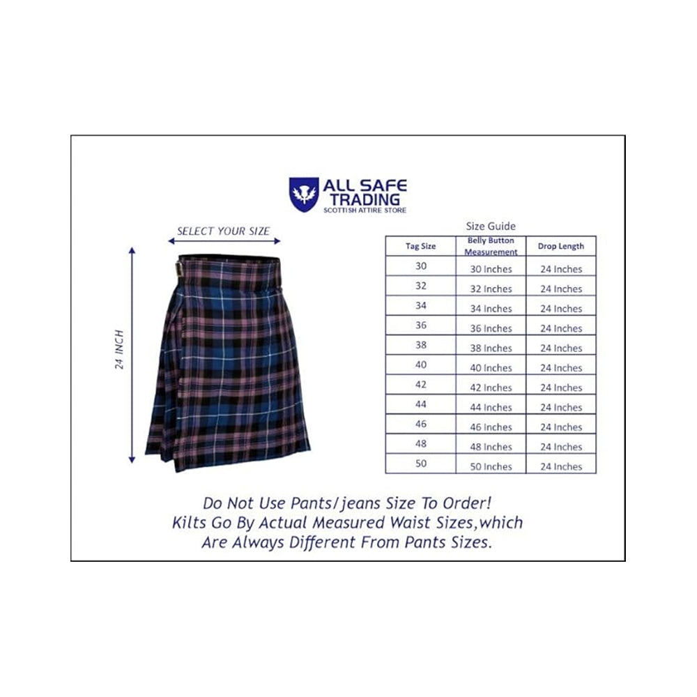 Authentic Scottish Men's Tartan Kilts - Highland Light Weight Value Kilt Embrace Your Heritage with Comfort Pride of Scotland Tartan Kilt