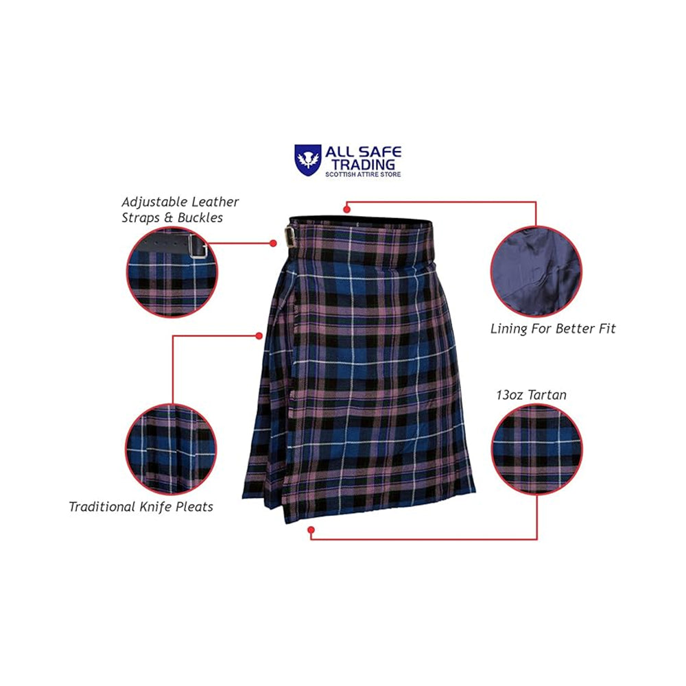 Authentic Scottish Men's Tartan Kilts - Highland Light Weight Value Kilt Embrace Your Heritage with Comfort Pride of Scotland Tartan Kilt