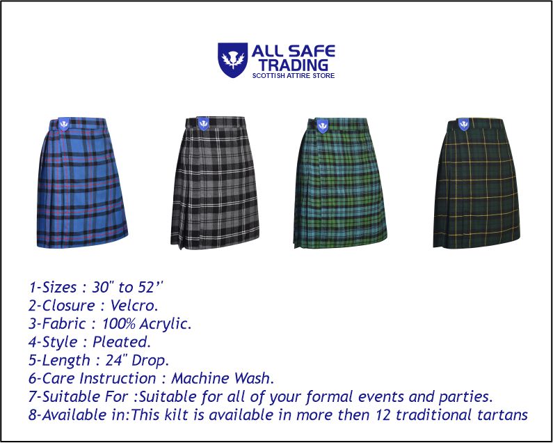 Mens Kilt for Sports, Our Golf Kilt Perfect for Traditional Scottish Clothing, Elliot Modern Tartan Kilt