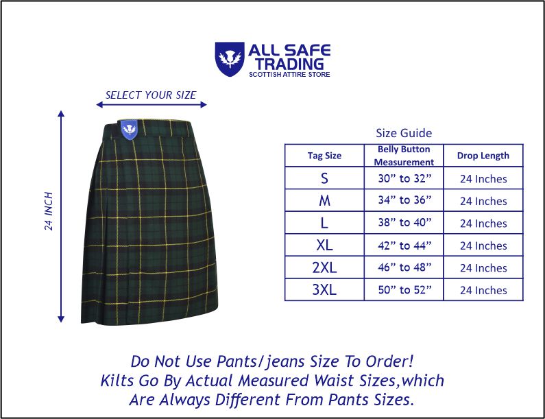 Mens Kilt for Sports, Our Golf Kilt Perfect for Traditional Scottish Clothing, Wallace Hunting Tartan Kilt