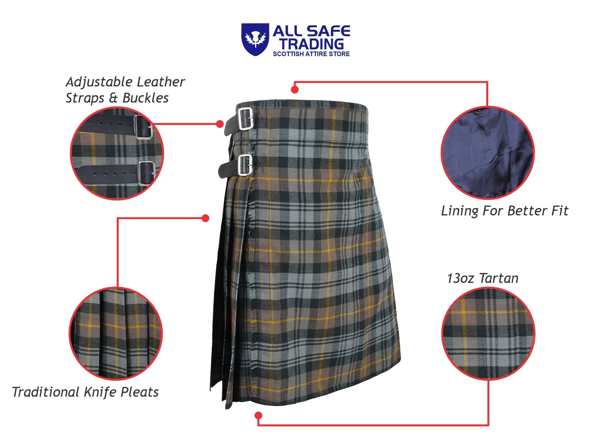 Men's 5 Yard Scottish Tartan Kilt, Highland Wedding Kilt, Gordon Weathered Tartan Kilt