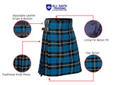 Men's 5 Yard Scottish Tartan Kilt, Highland Wedding Kilt, Blue Ramsay Tartan Kilt