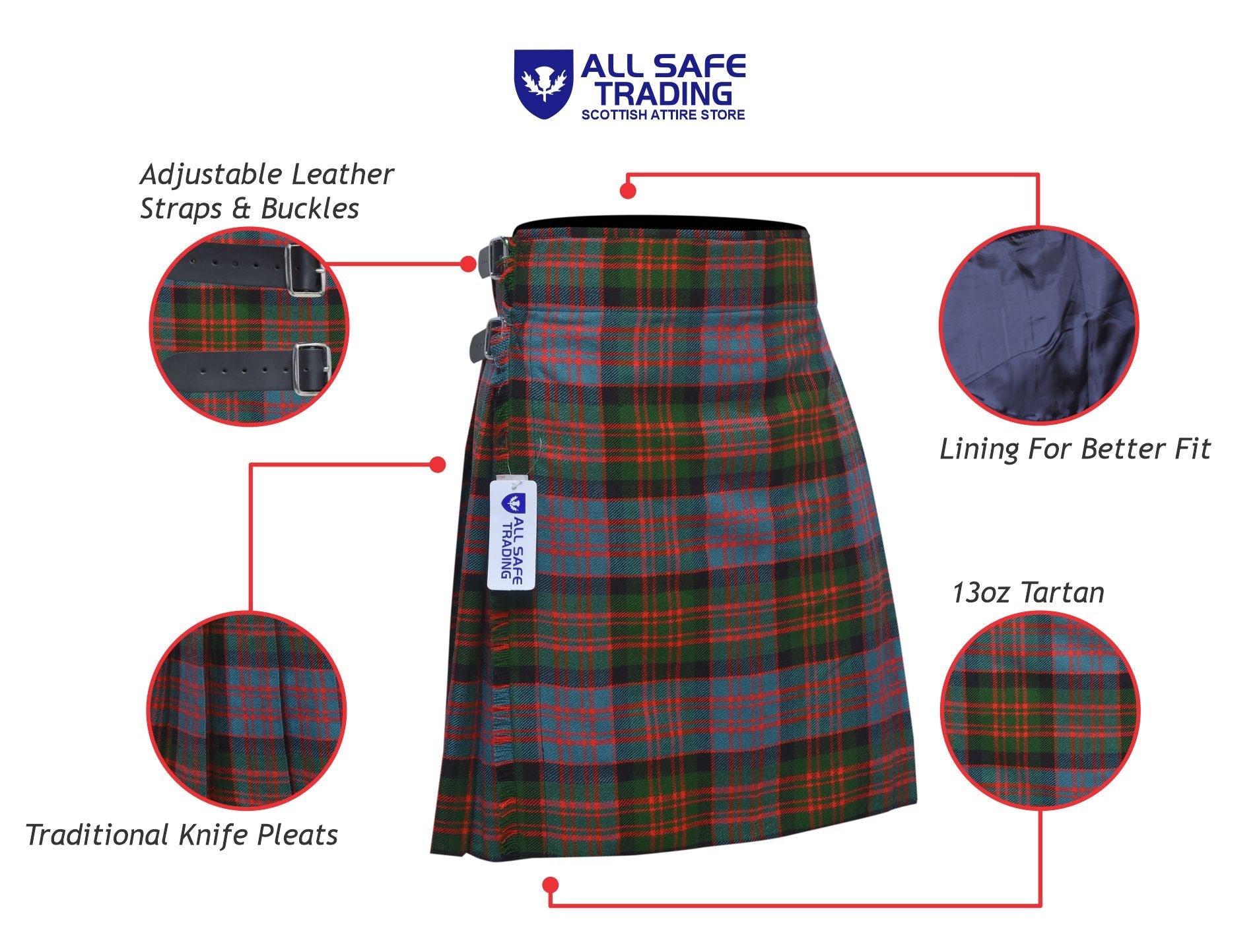 Men's 5 Yard Scottish Tartan Kilt, Highland Wedding Kilt, Macdonald Ancient Tartan Kilt