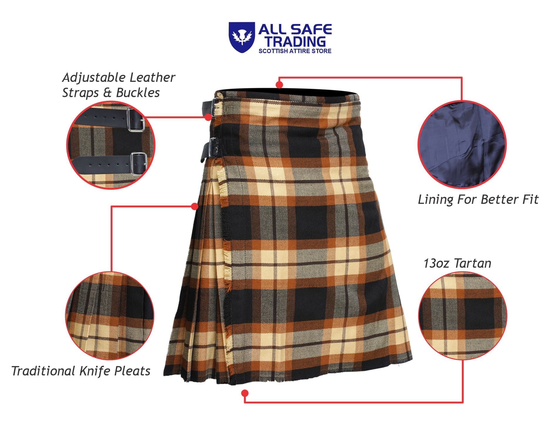 Men's 8 Yard Kilt for Men, Men's Deluxe Kilt, Scottish Tartan Kilt, Highland Wedding Kilt, Rose Ancient Kilt