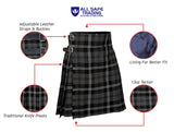 Men's 5 Yard Scottish Tartan Kilt, Highland Wedding Kilt, Granite Tartan Kilt