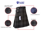 Men's 8 Yard Kilt for Men, Men's Deluxe Kilt, Scottish Tartan Kilt, Highland Wedding Kilt, Grey Watch Kilt
