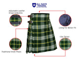 Men's 5 Yard Scottish Tartan Kilt, Highland Wedding Kilt, St. Patrick Tartan Kilt