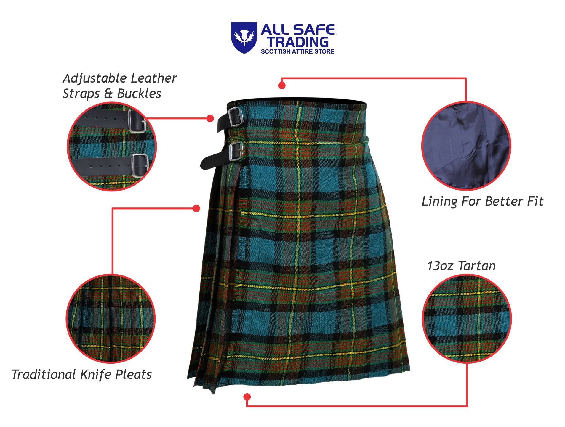 Men's 5 Yard Scottish Tartan Kilt, Highland Wedding Kilt, Muir Tartan Kilt