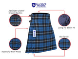 Men's 8 Yard Kilt for Men, Men's Deluxe Kilt, Scottish Tartan Kilt, Highland Wedding Kilt, Blue Ramsay Kilt