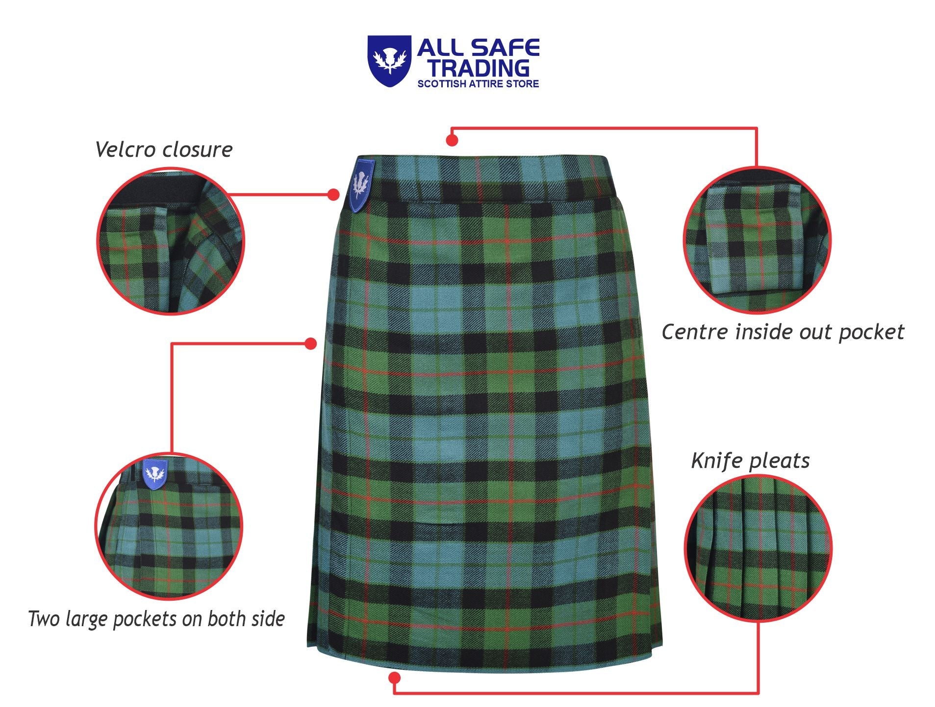 Mens Kilt for Sports, Our Golf Kilt Perfect for Traditional Scottish Clothing, Gunn Ancient Tartan Kilt