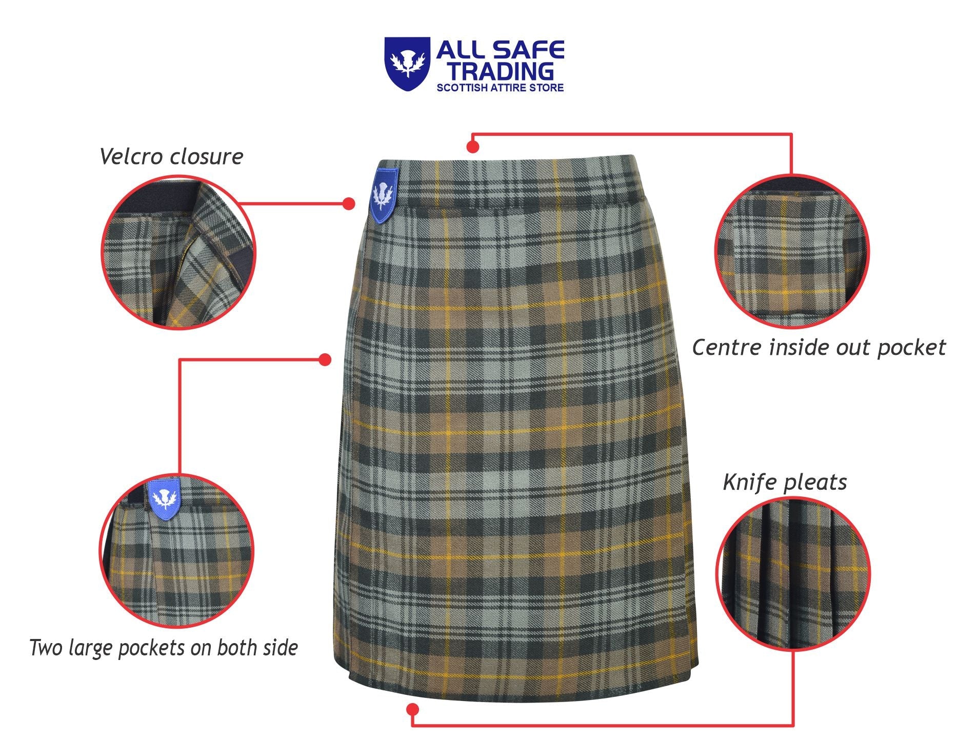 Mens Kilt for Sports, Our Golf Kilt Perfect for Traditional Scottish Clothing, Gordon Weathered Tartan Kilt