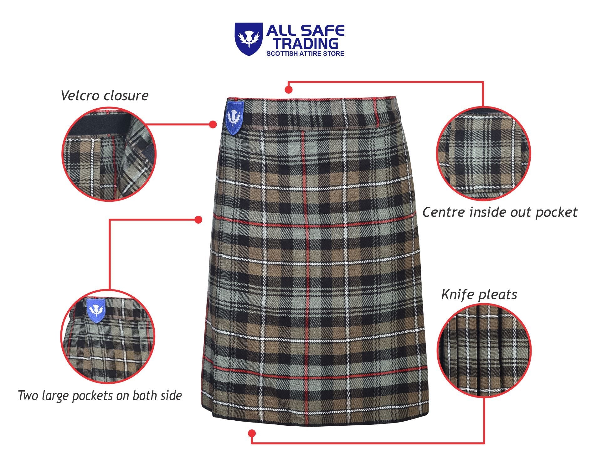Mens Kilt for Sports, Our Golf Kilt Perfect for Traditional Scottish Clothing, Mackenzie Weathered Tartan Kilt