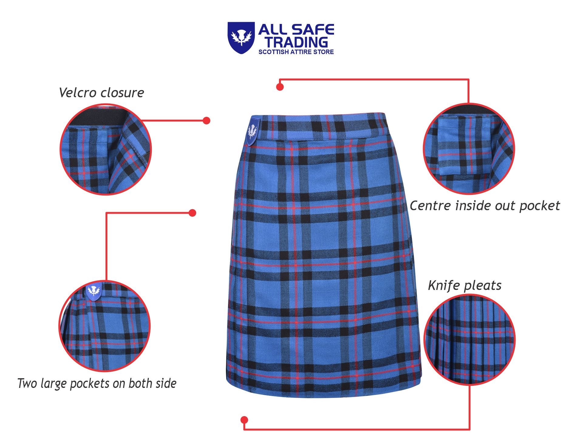 Mens Kilt for Sports, Our Golf Kilt Perfect for Traditional Scottish Clothing, Elliot Modern Tartan Kilt