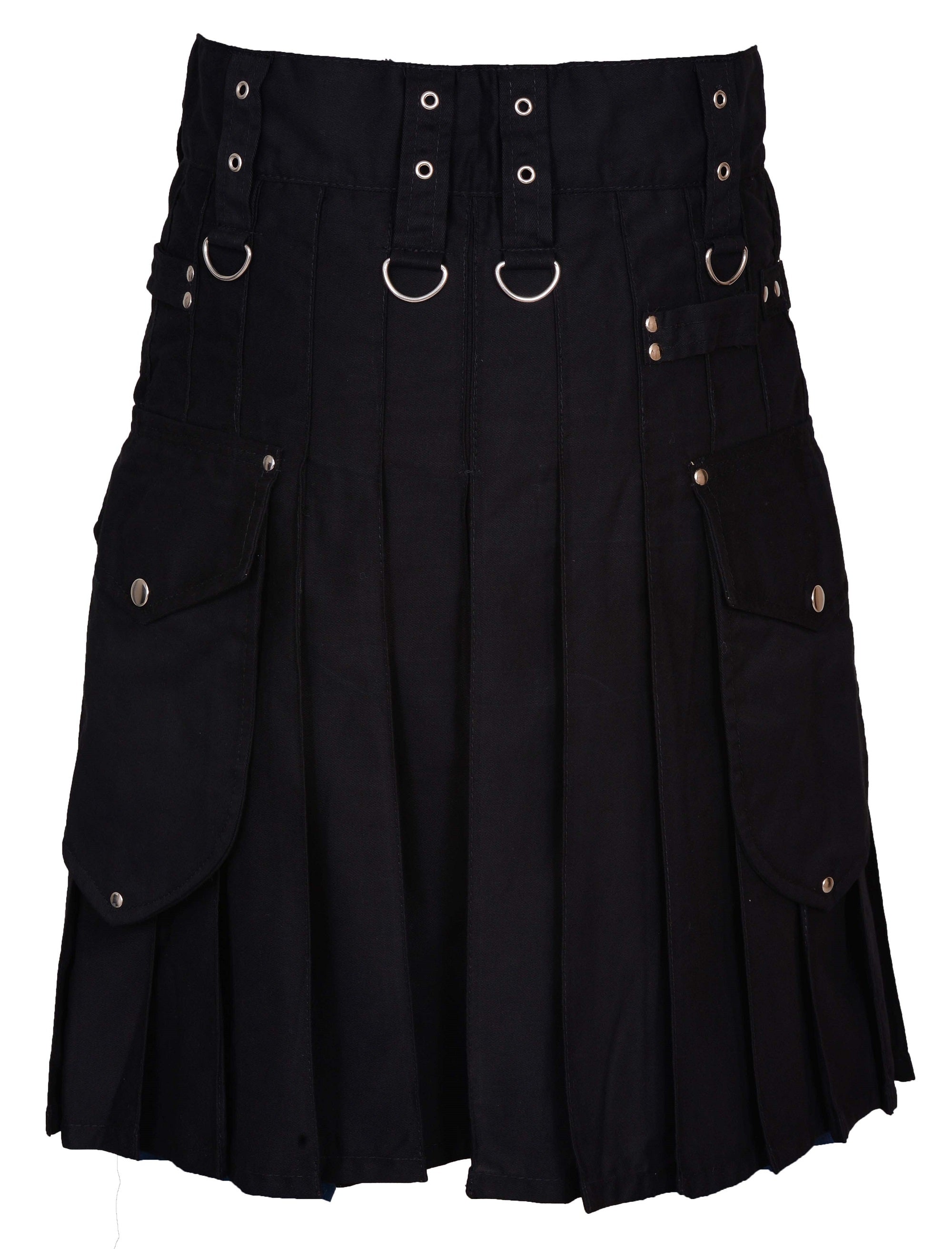 Active Men's Black utility kilt 100% Cotton, Cargo Pocket Kilt for Men| Men's Kilt | Utility Kilt |Tartan Kilts for Men for Scottish Kilt Costume