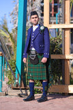 Men's 5 Yard Scottish Tartan Kilt, Highland Wedding Kilt, Blue Ramsay Tartan Kilt