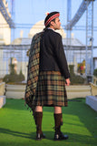 Scottish Black Tweed Argyle Kilt Jacket With Waistcoat/Vest - Sizes 36"- 54"