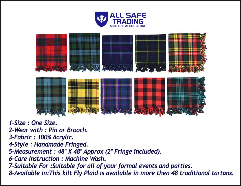 Scottish Men's Kilt Tartan Fly Plaid - Buchanan