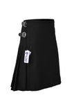 Scottish Traditional Tartan Kilt for Kids, Boys and Girls Toddler Kilts with Ease of Size - Plain Black Tartan