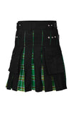 Men's Irish Heritage Tartan Hybrid Kilt with Cargo Pockets, Utility Kilt