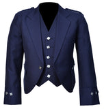 Scottish Blue Argyle Kilt Jacket With Waistcoat/Vest - Sizes 36"- 54"