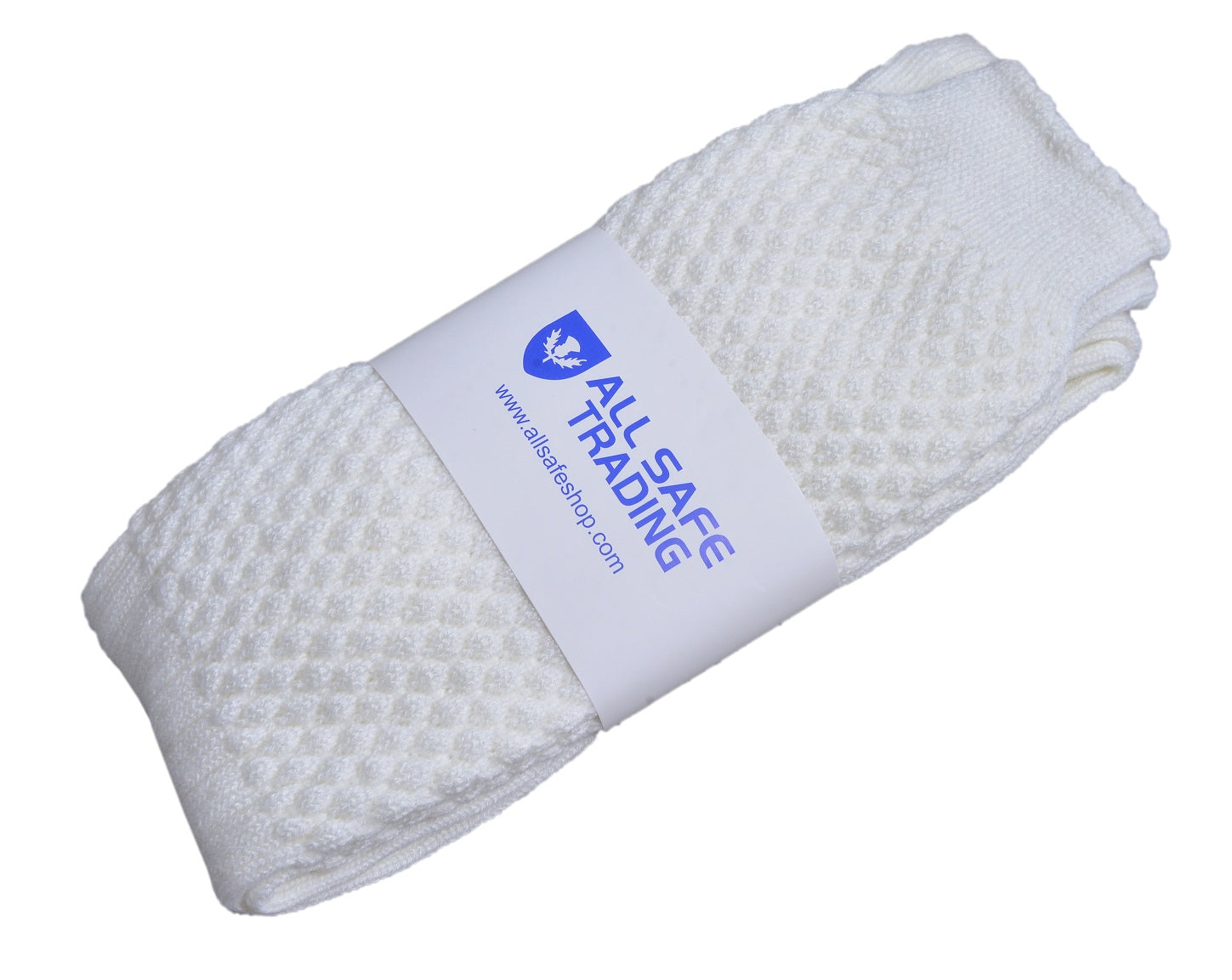 Scottish Bubbles Kilt Hose for Men, Ribbed Socks for USA Shoe Sizes - White