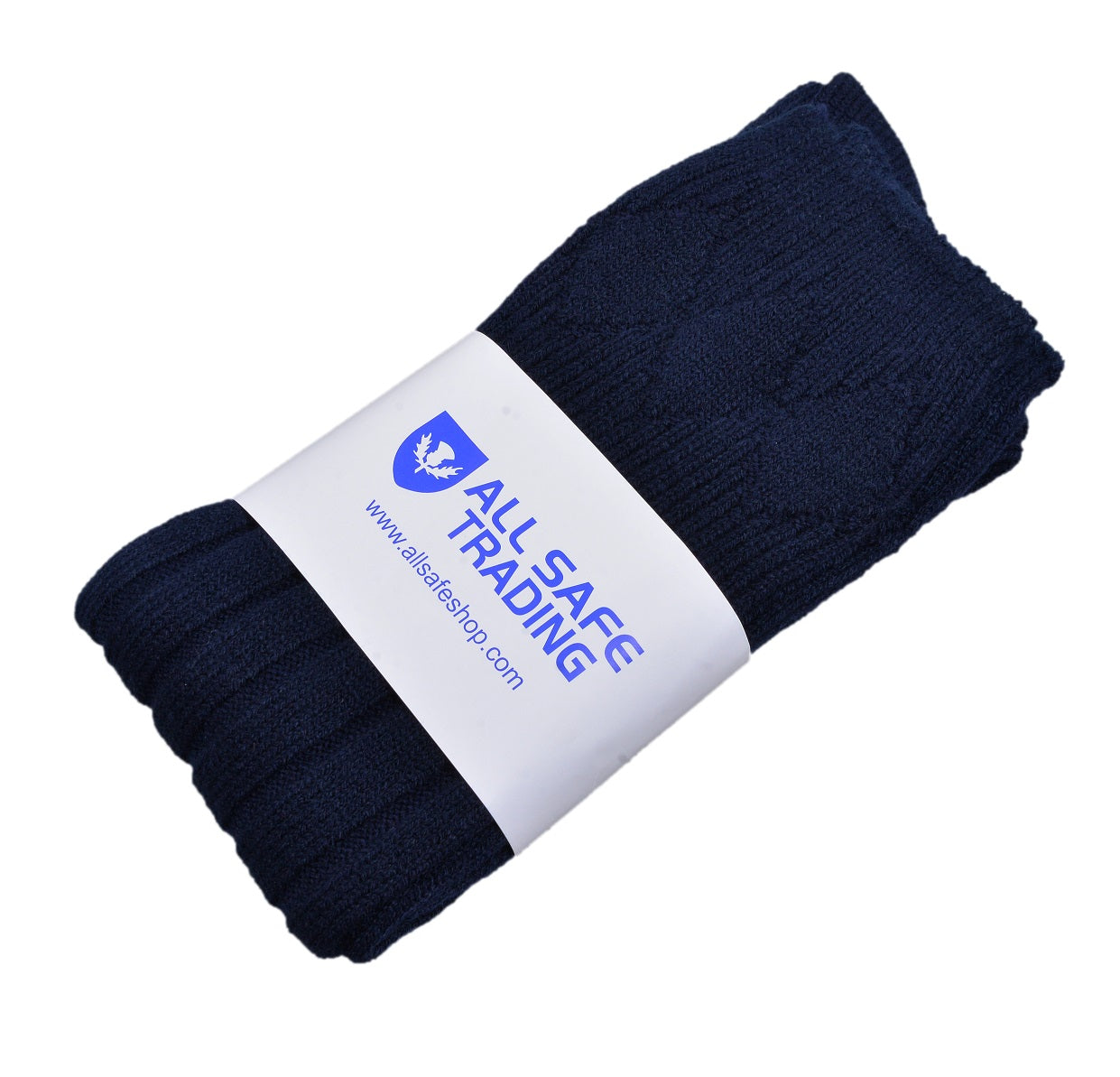 Scottish Square Kilt Hose for Men, Ribbed Socks for USA Shoe Sizes - Navy Blue