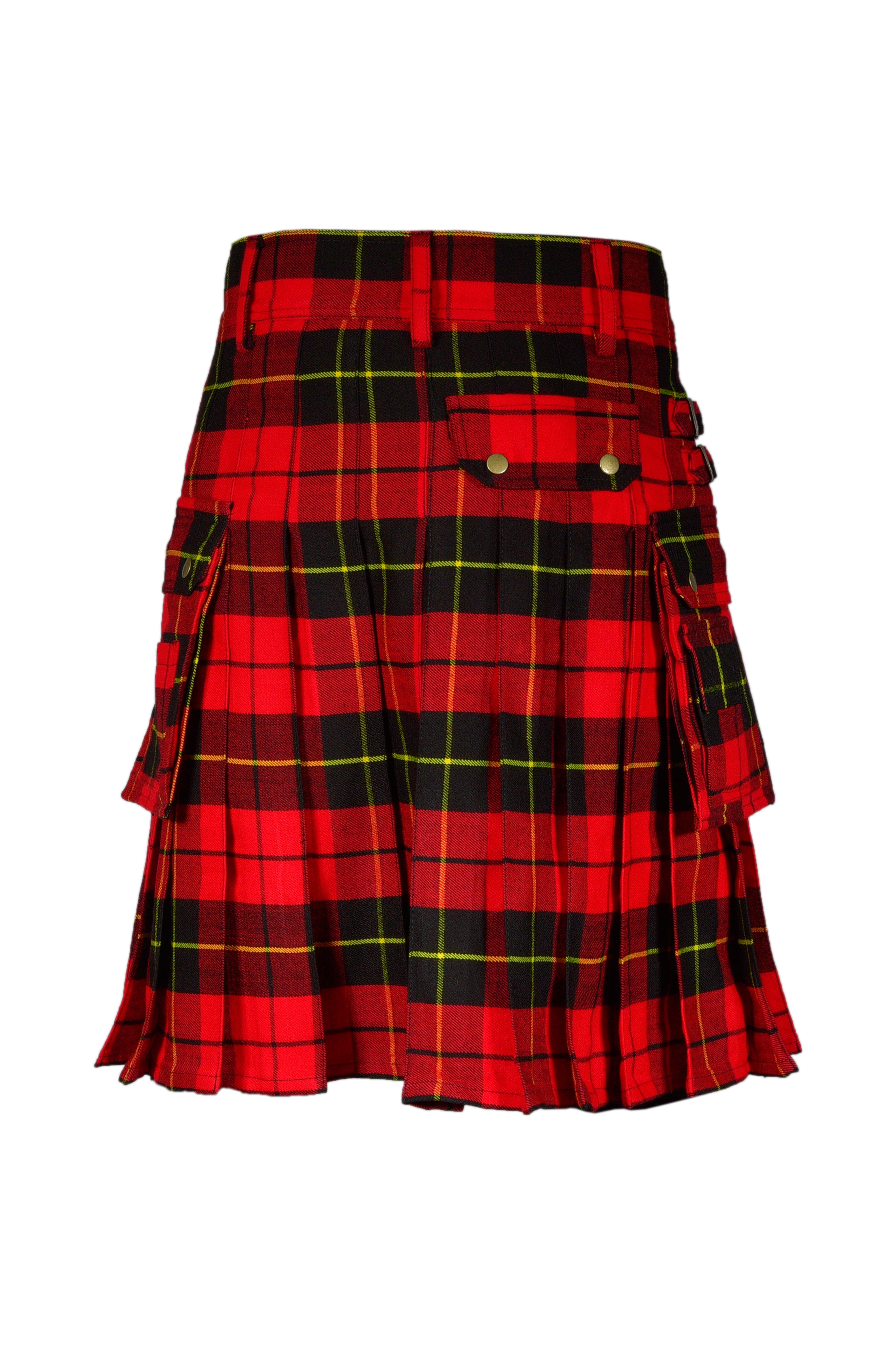 Scottish Men's Modern Wallace 16oz Tartan Pockets Utility Kilt, Cargo Kilt
