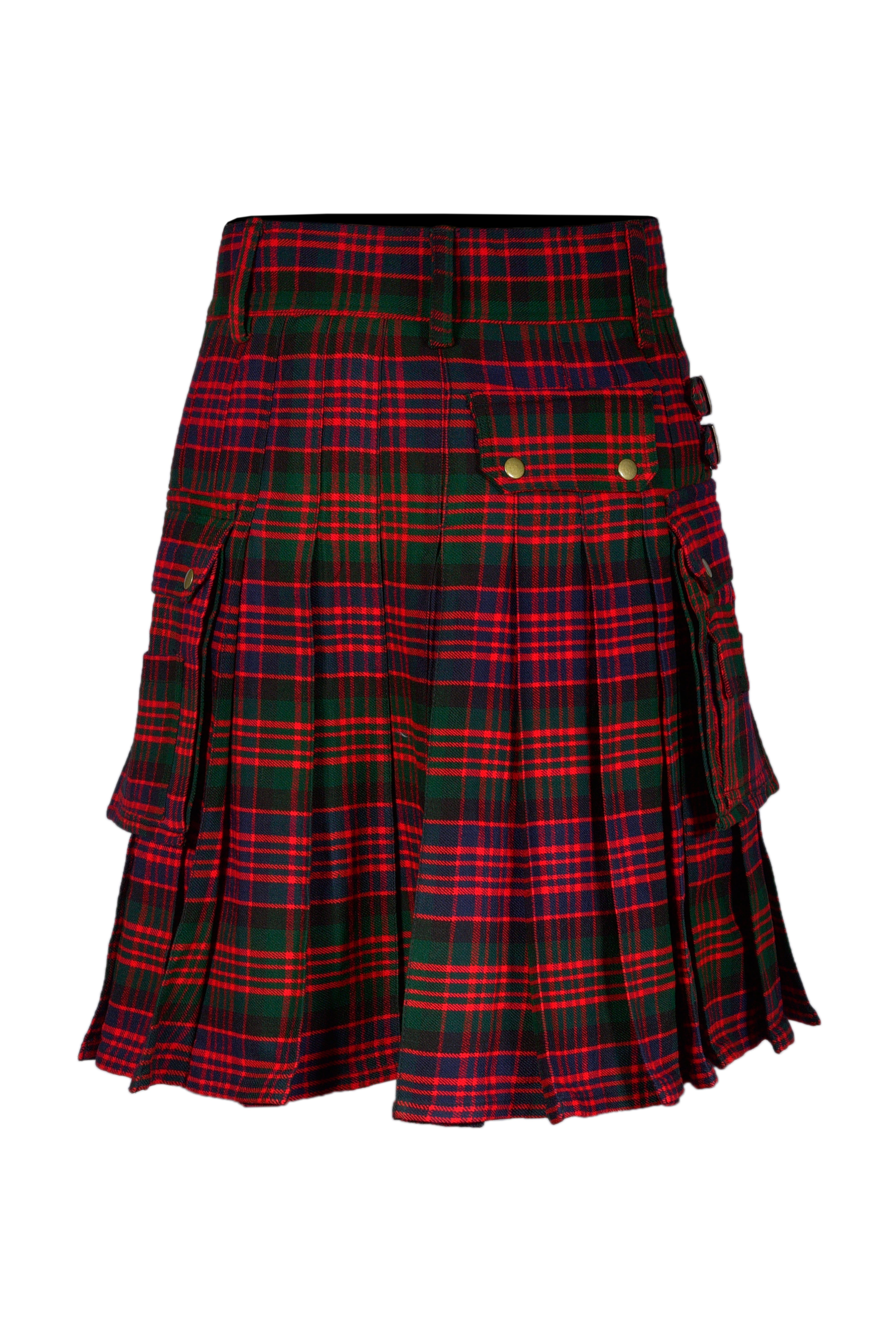 Scottish Men's Modern Macdonald 16oz Tartan Pockets Utility Kilt, Cargo Kilt