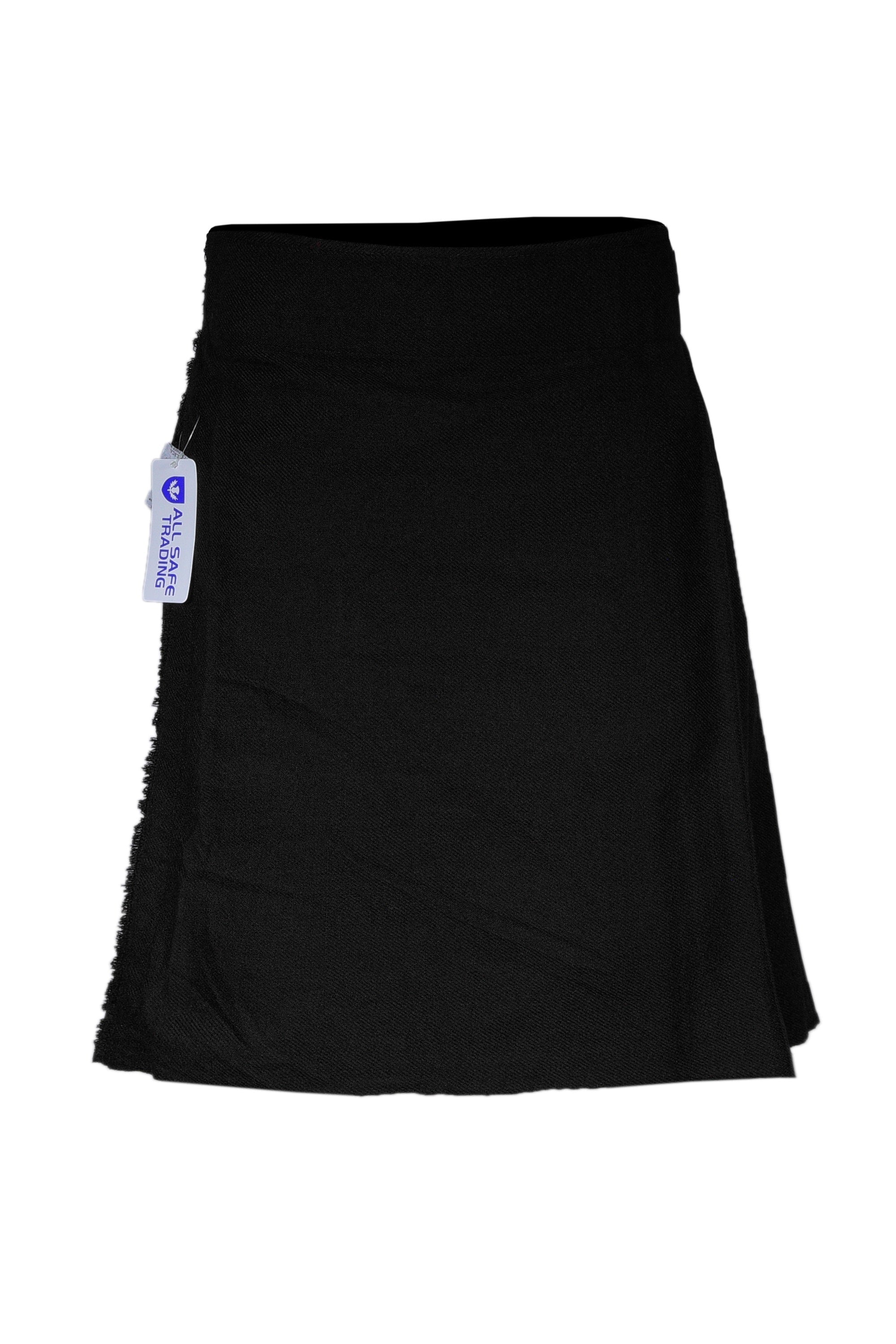 Authentic Scottish Men's Tartan Kilts - Highland Light Weight Value Kilt Embrace Your Heritage with Comfort Plain Black Tartan Kilt