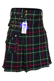 Scottish Men's Modern Mackenzie 16oz Tartan Pockets Utility Kilt, Cargo Kilt
