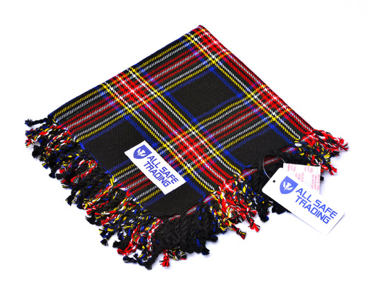 Scottish Men's Kilt Tartan Fly Plaid - Black Stewart
