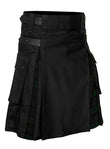 Men's Black watch Tartan Hybrid Kilt with Cargo Pockets, Utility Kilt