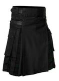 Men's Black watch Tartan Hybrid Kilt with Cargo Pockets, Utility Kilt