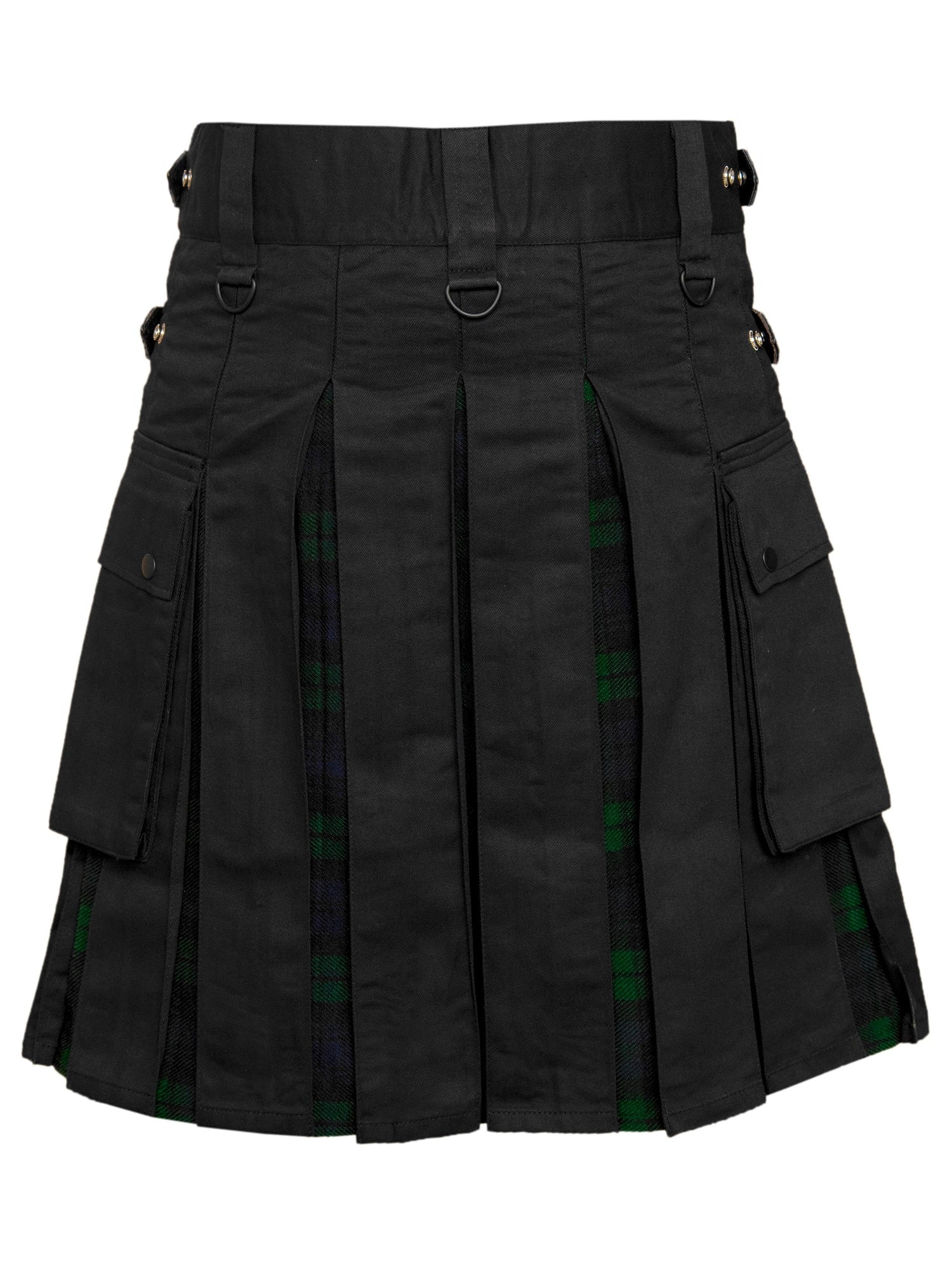 Men's Black watch Tartan Hybrid Kilt with Cargo Pockets, Utility Kilt