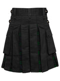 Men's Black watch Tartan Hybrid Kilt with Cargo Pockets, Utility Kilt