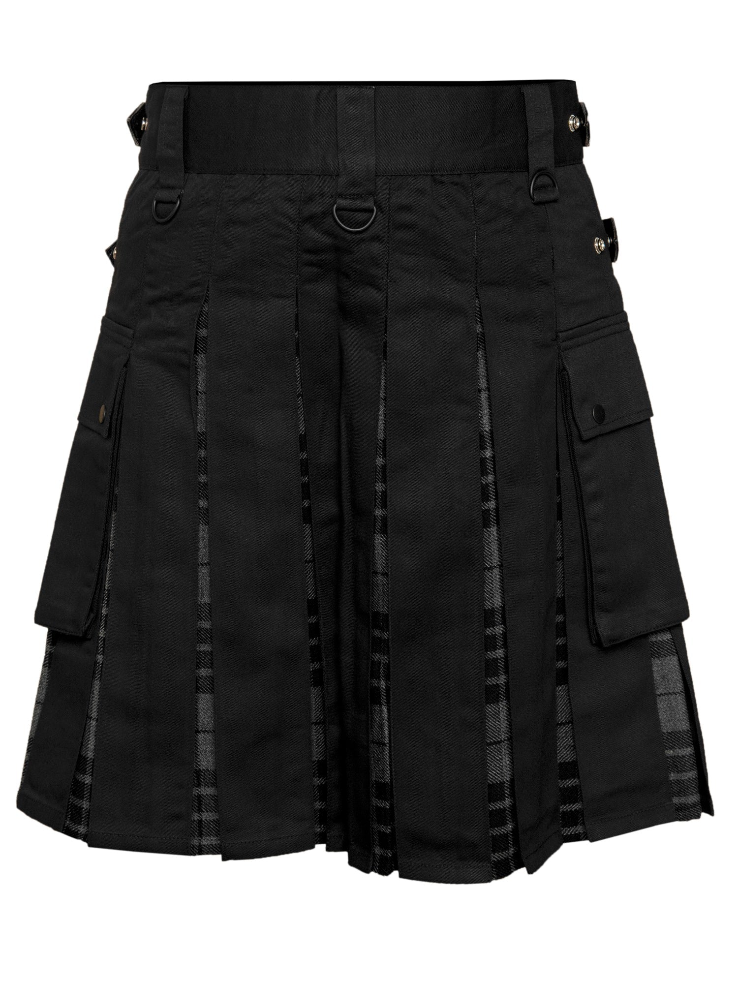 Men's Grey watch Tartan Hybrid Kilt with Cargo Pockets, Utility Kilt