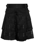 Men's Grey watch Tartan Hybrid Kilt with Cargo Pockets, Utility Kilt