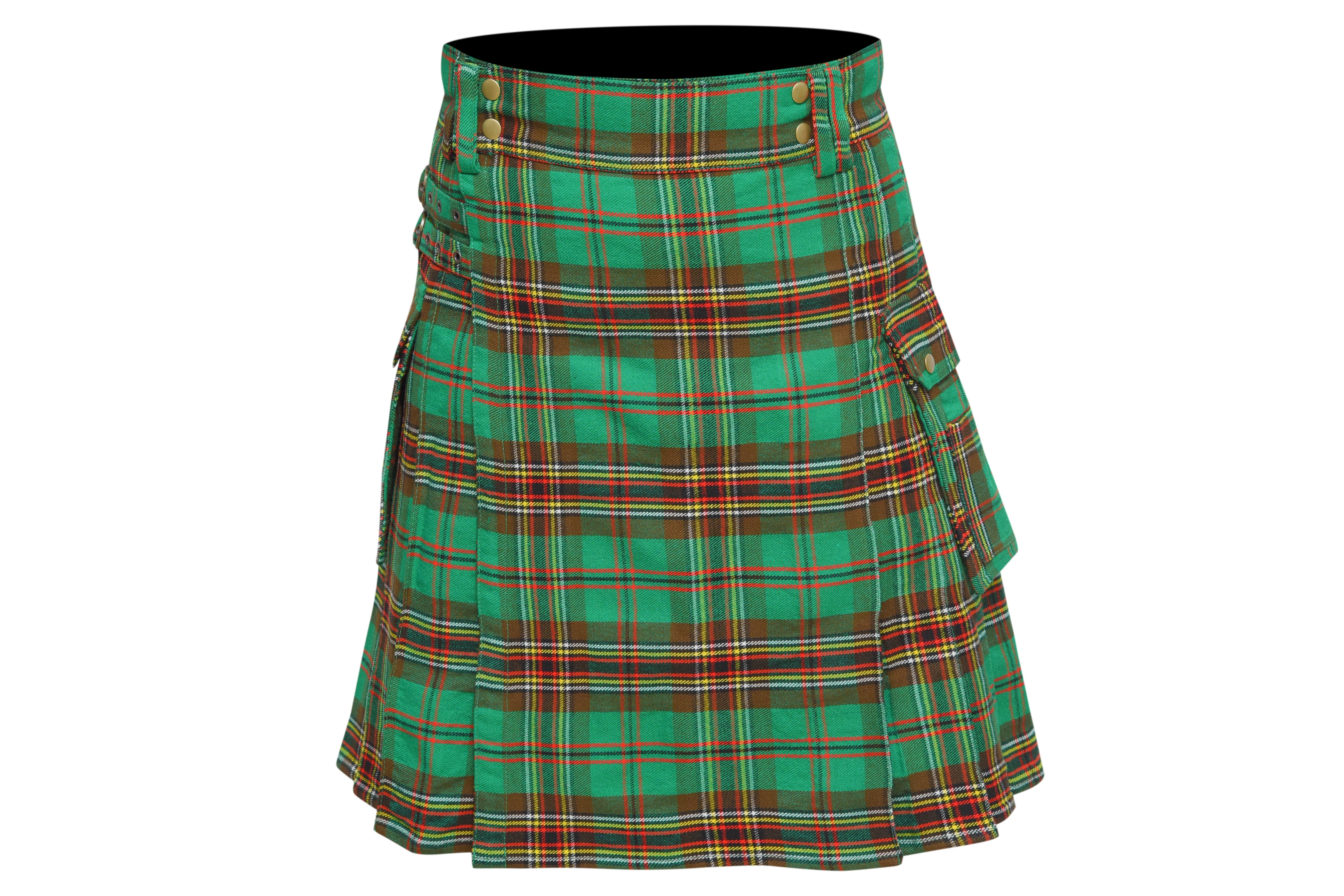 Scottish Men's Modern Tara Murphy 16oz Tartan Pockets Utility Kilt, Cargo Kilt