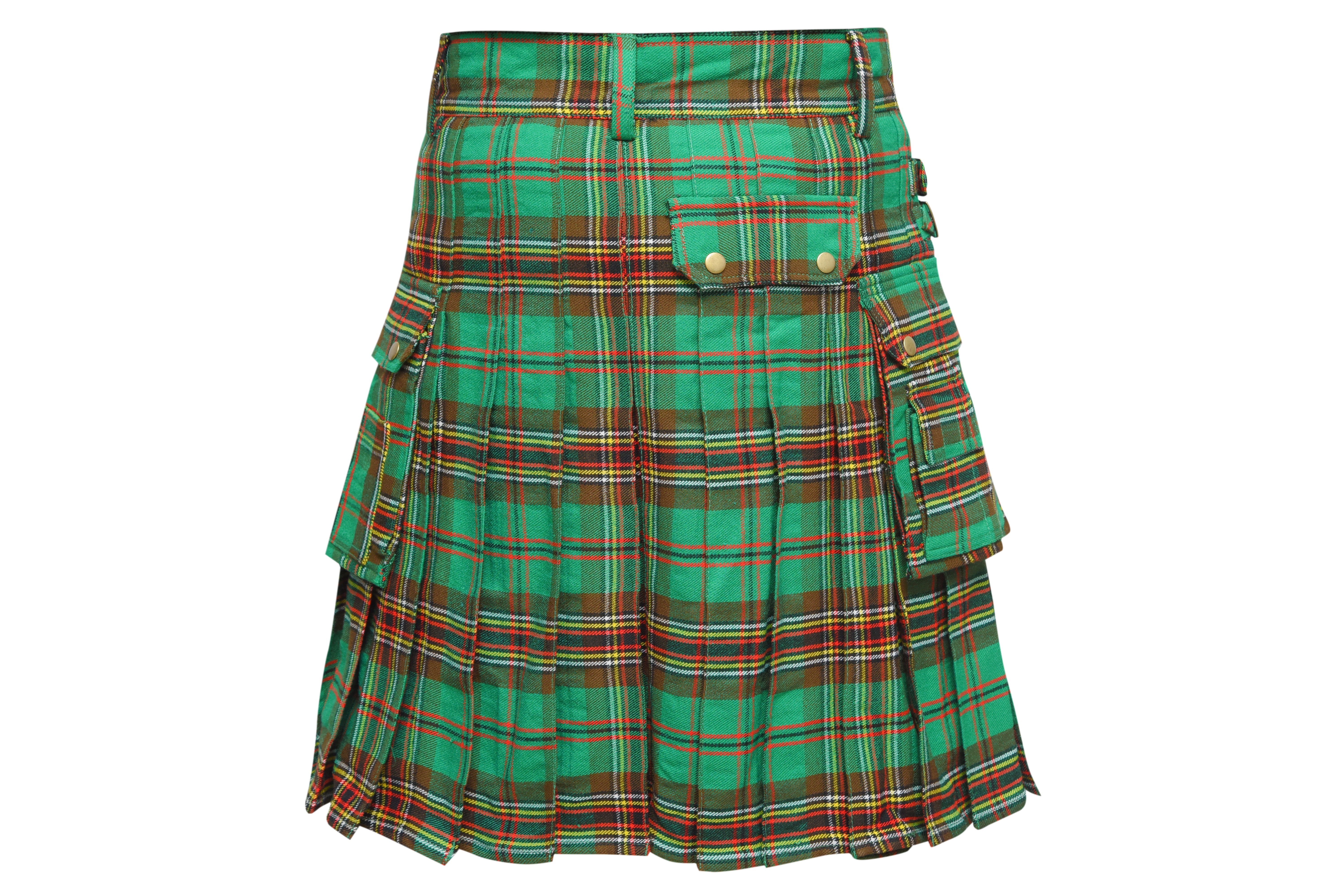 Scottish Men's Modern Tara Murphy 16oz Tartan Pockets Utility Kilt, Cargo Kilt