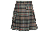 Scottish Men's Modern Mackenzie Weathered 16oz Tartan Pockets Utility Kilt, Cargo Kilt