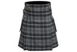 Scottish Men's Modern Granite 16oz Tartan Pockets Utility Kilt, Cargo Kilt