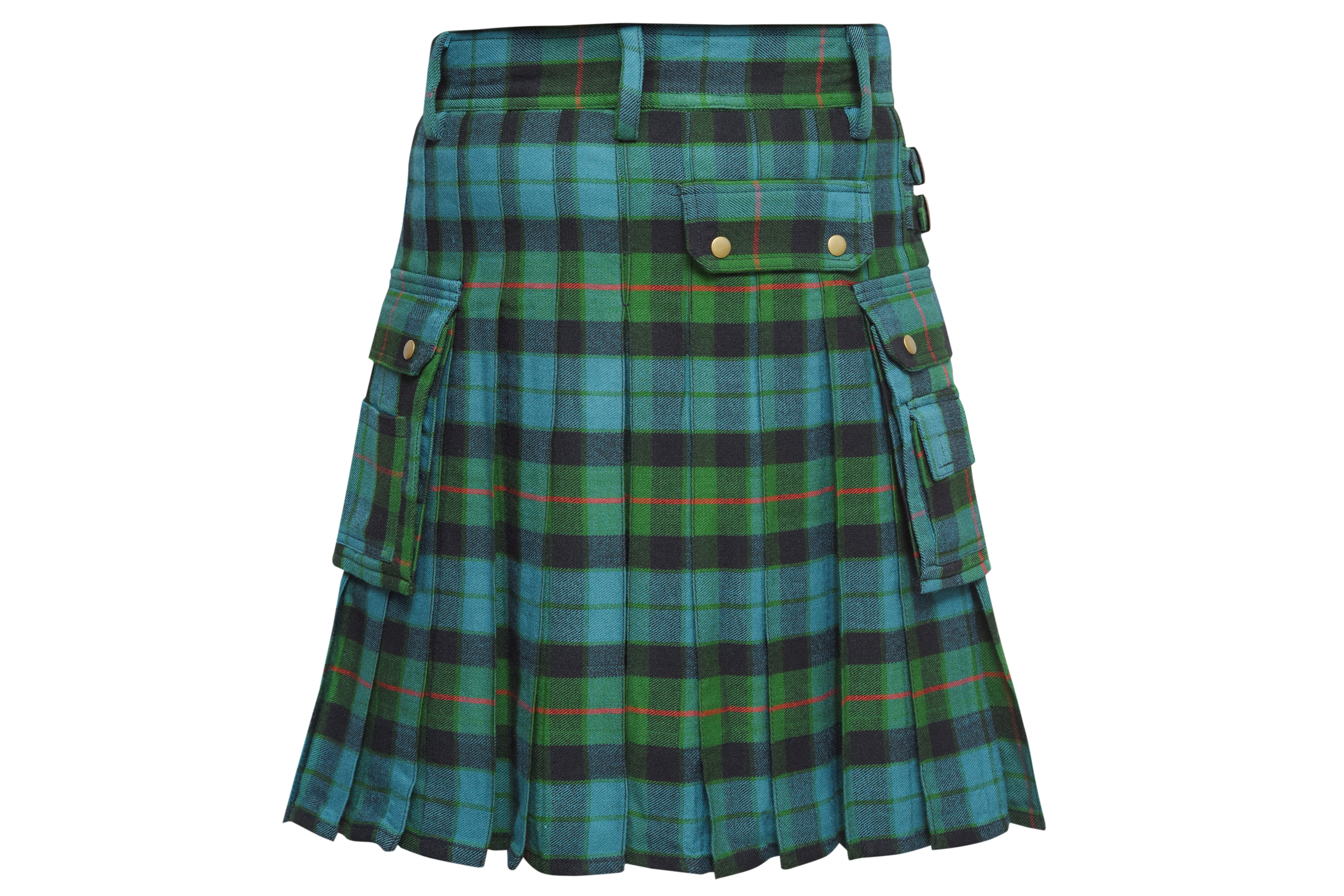 Scottish Men's Modern Gunn Ancient 16oz Tartan Pockets Utility Kilt, Cargo Kilt