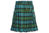 Scottish Men's Modern Gunn Ancient 16oz Tartan Pockets Utility Kilt, Cargo Kilt