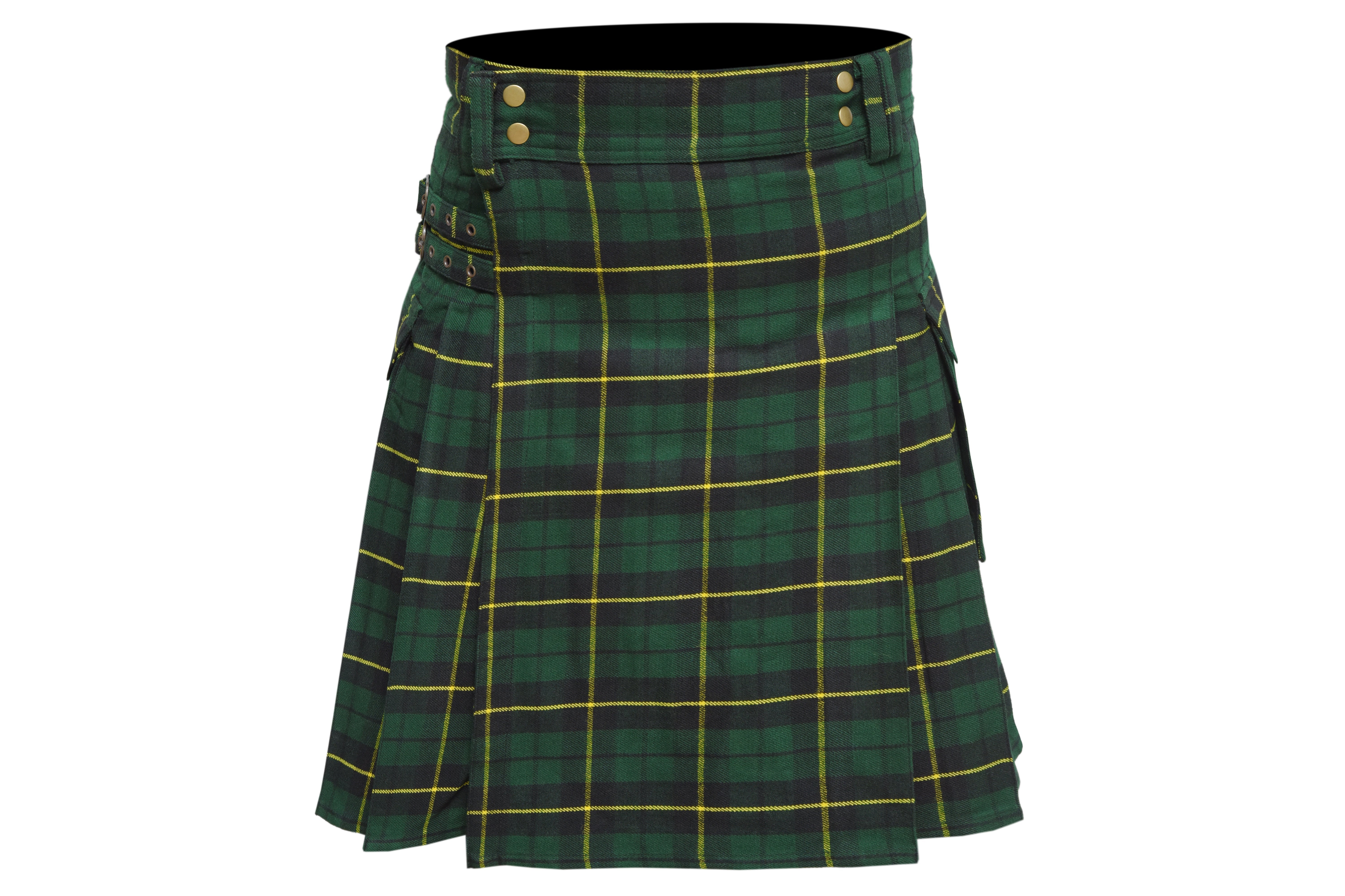 Scottish Men's Modern Wallace Hunting 16oz Tartan Pockets Utility Kilt, Cargo Kilt