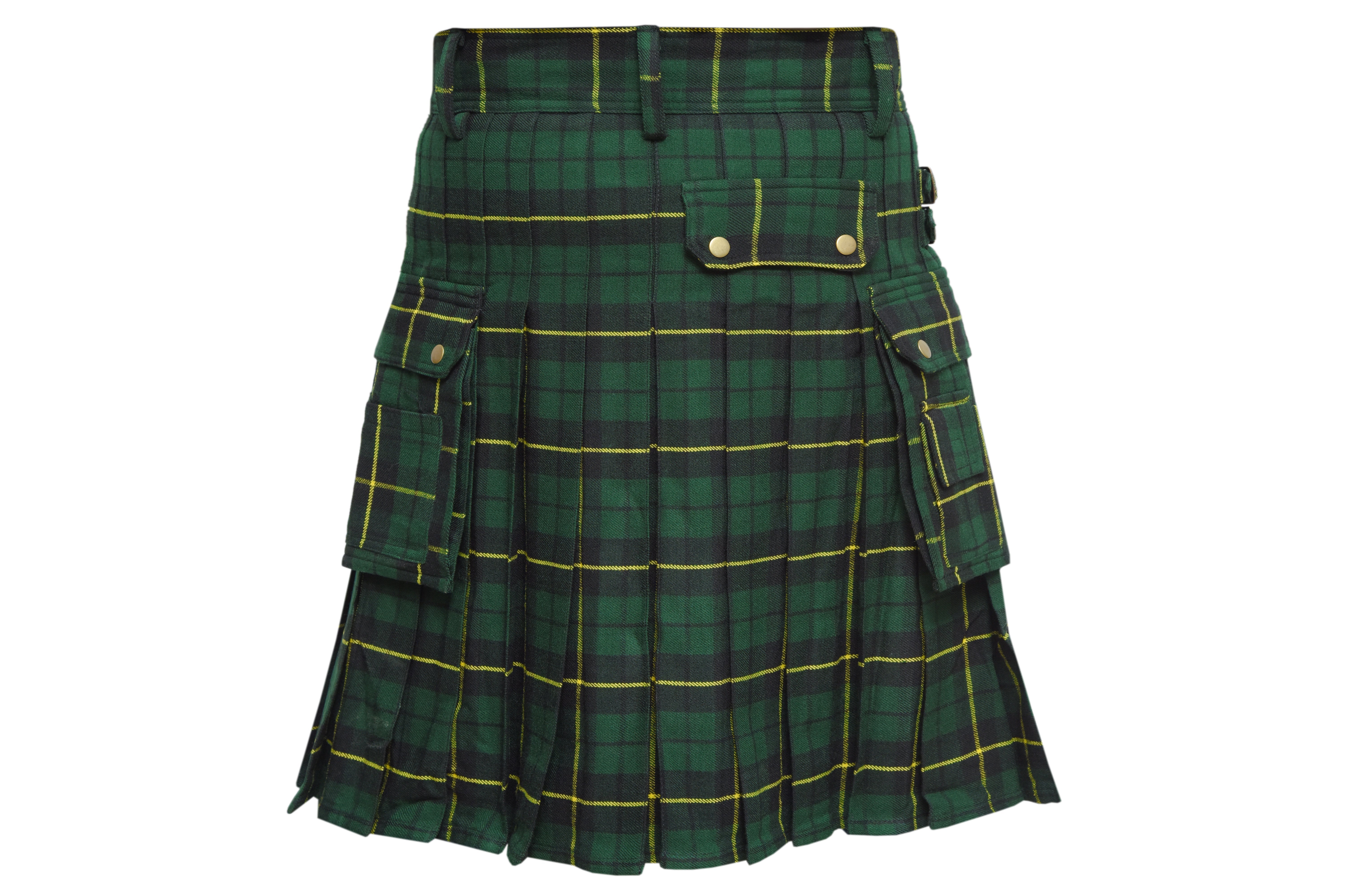 Scottish Men's Modern Wallace Hunting 16oz Tartan Pockets Utility Kilt, Cargo Kilt
