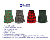 Scottish Men's Modern Wallace Hunting 16oz Tartan Pockets Utility Kilt, Cargo Kilt